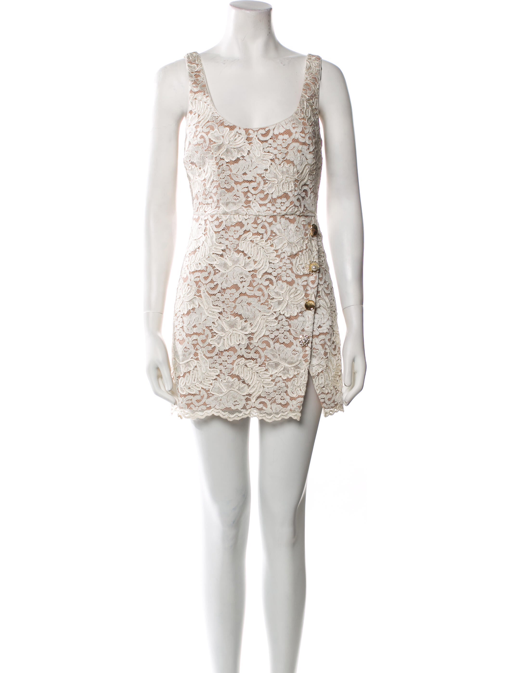 Self-Portrait Lace Mini Dress - Neutrals Dresses, Clothing - WSELF89371 |  The RealReal