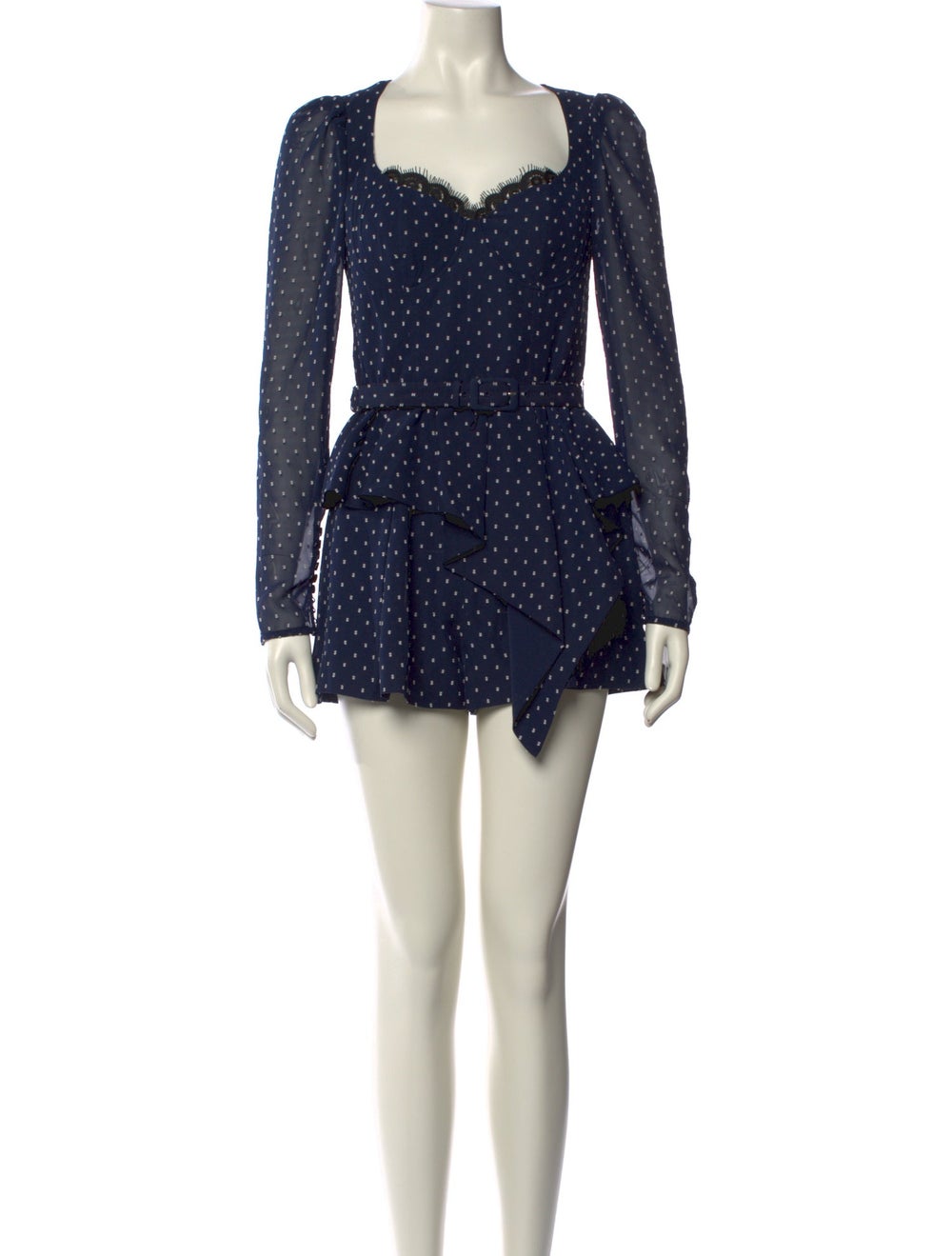 Self-Portrait Printed Square Neckline Romper - image 1