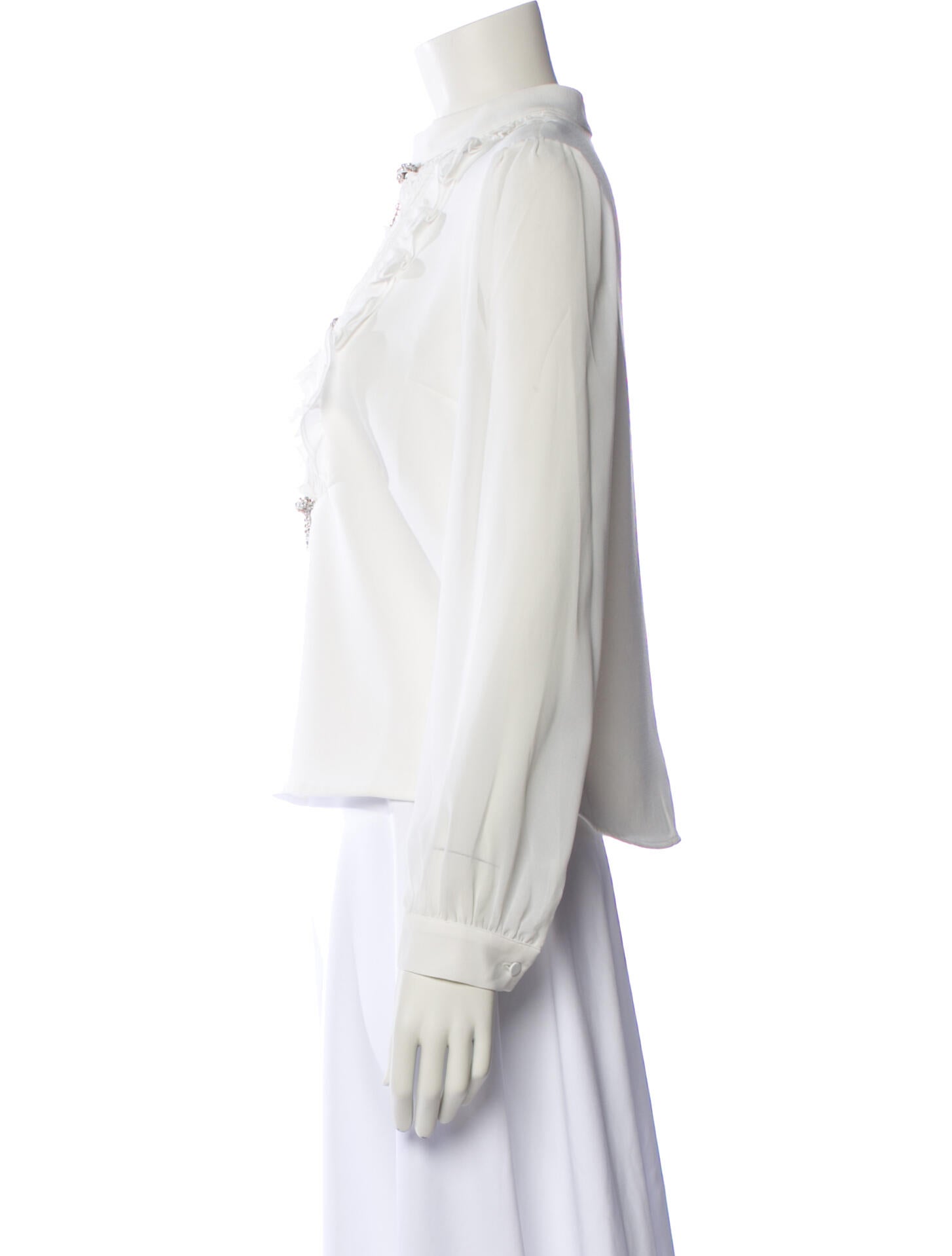 Self-Portrait Crew Neck Long Sleeve Blouse