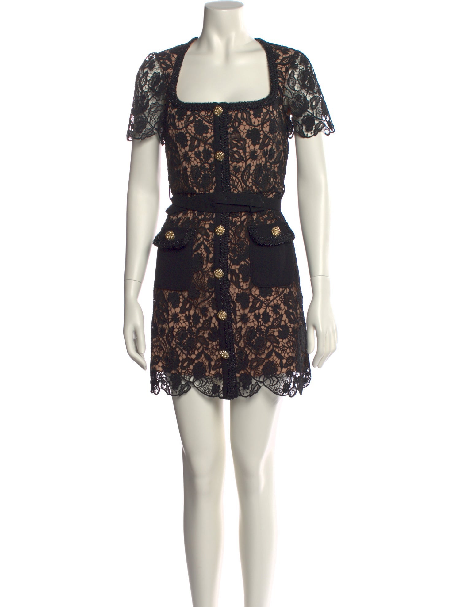 Self-Portrait Lace Pattern Mini Dress