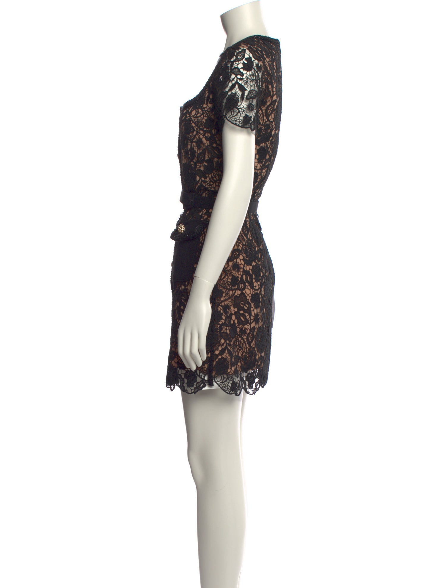 Self-Portrait Lace Pattern Mini Dress