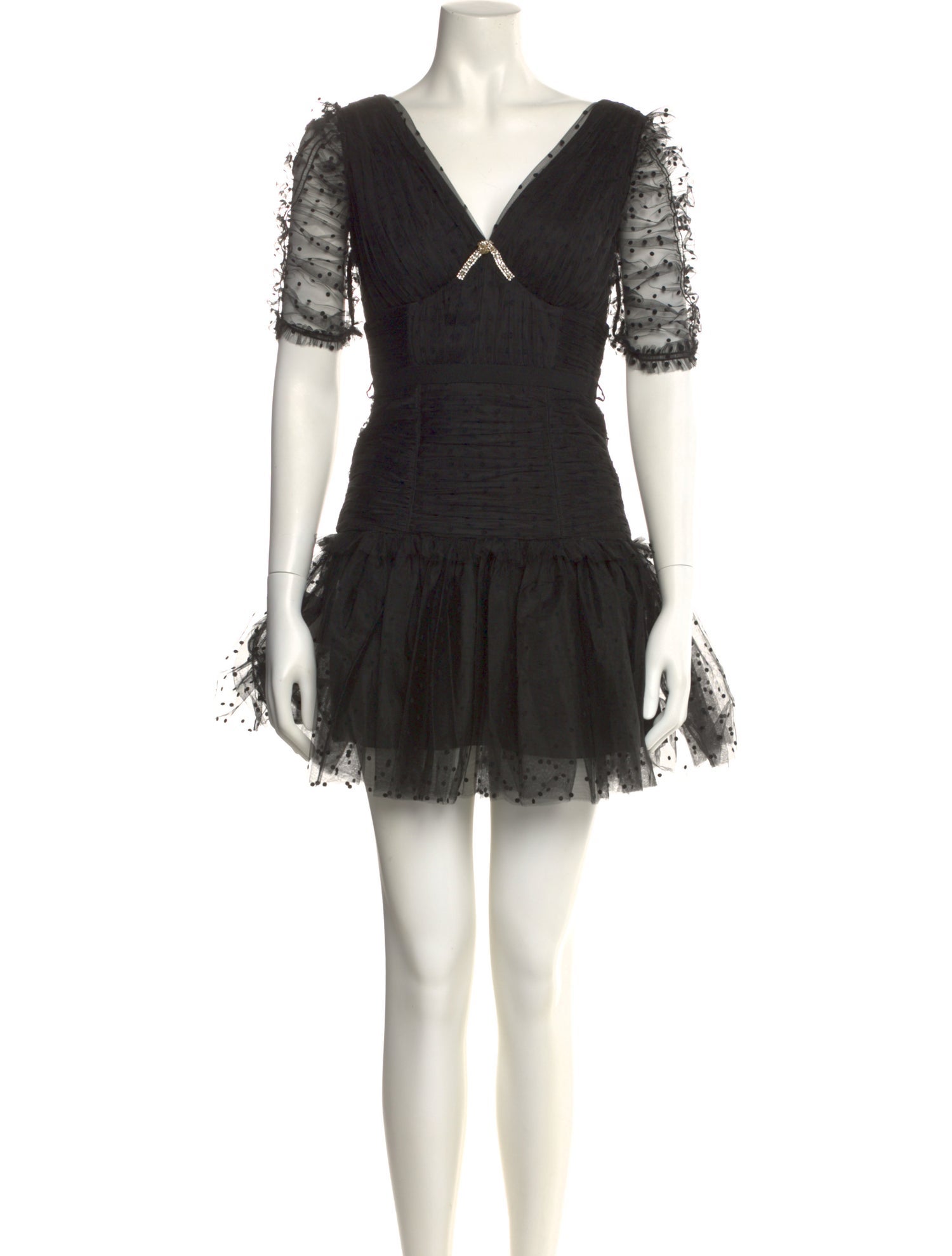 Self-Portrait V-Neck Mini Dress