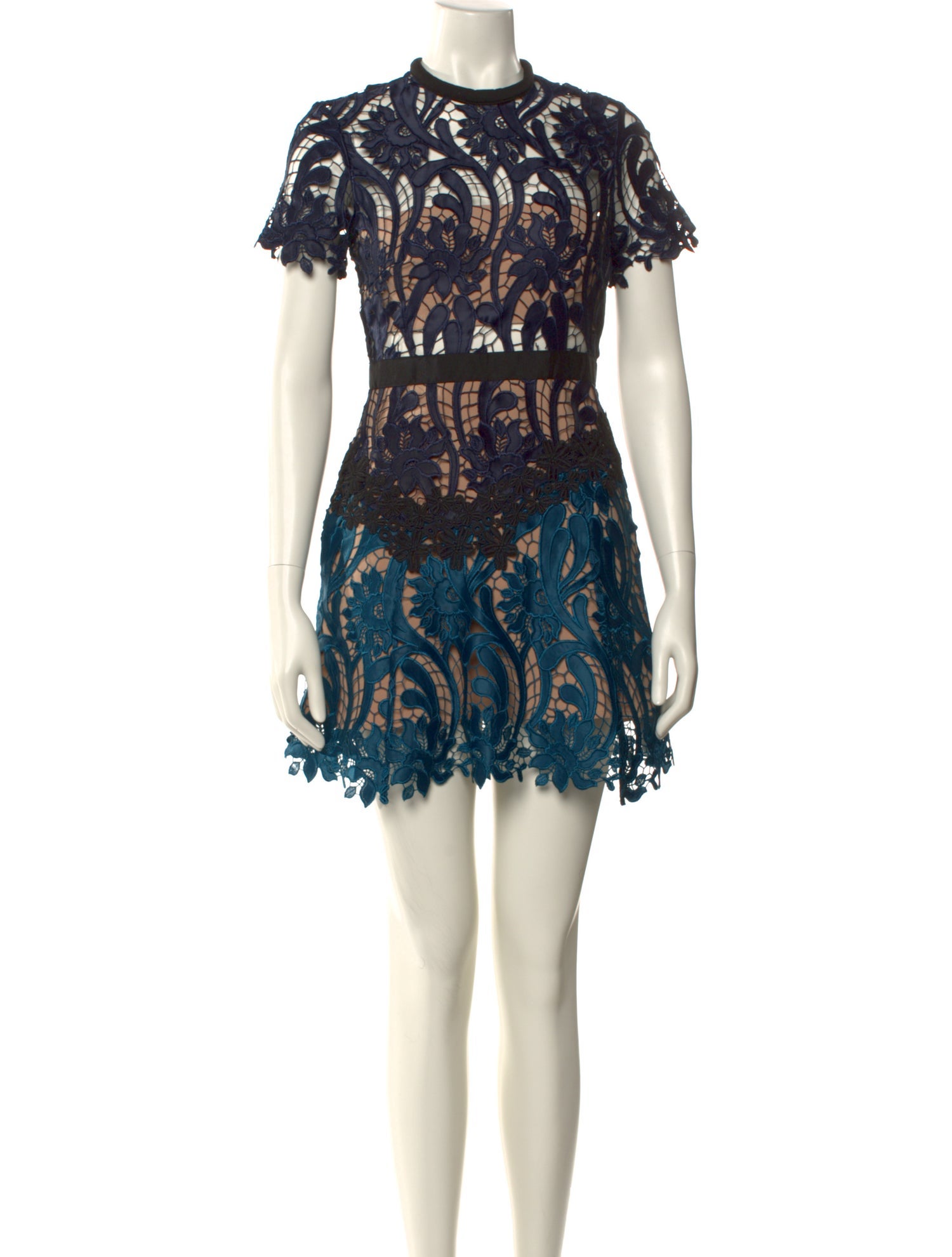 Self-Portrait Lace Pattern Mini Dress