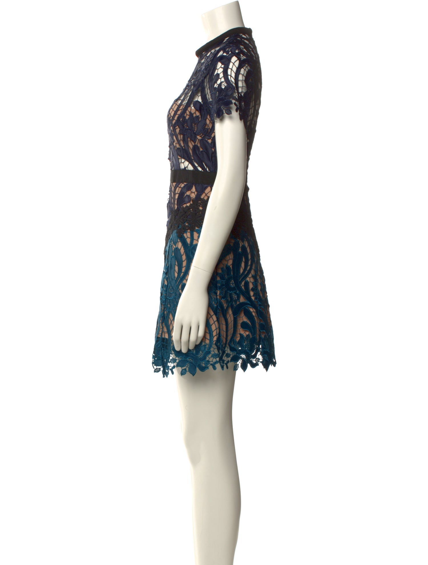 Self-Portrait Lace Pattern Mini Dress