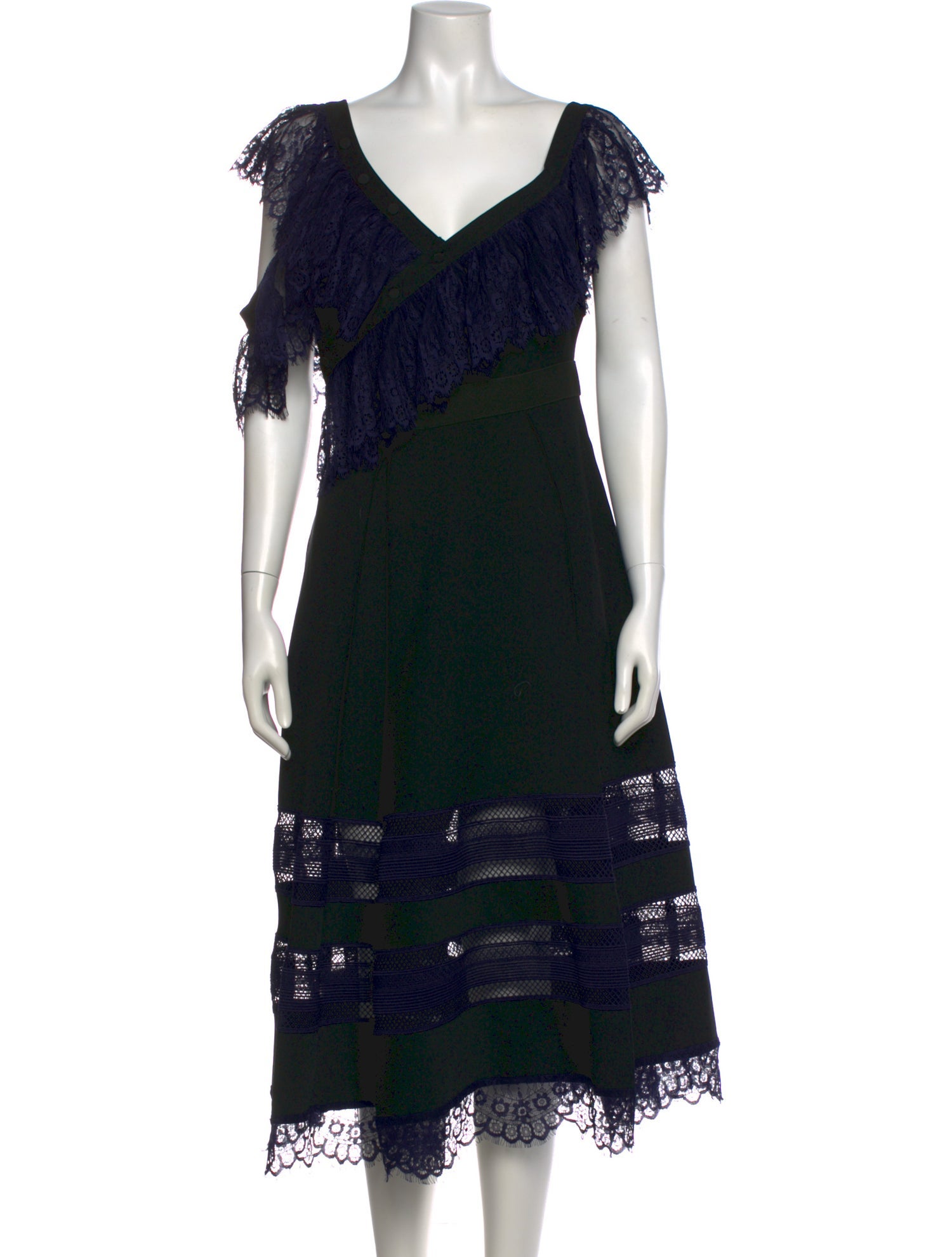 Self-Portrait Lace Pattern Midi Length Dress