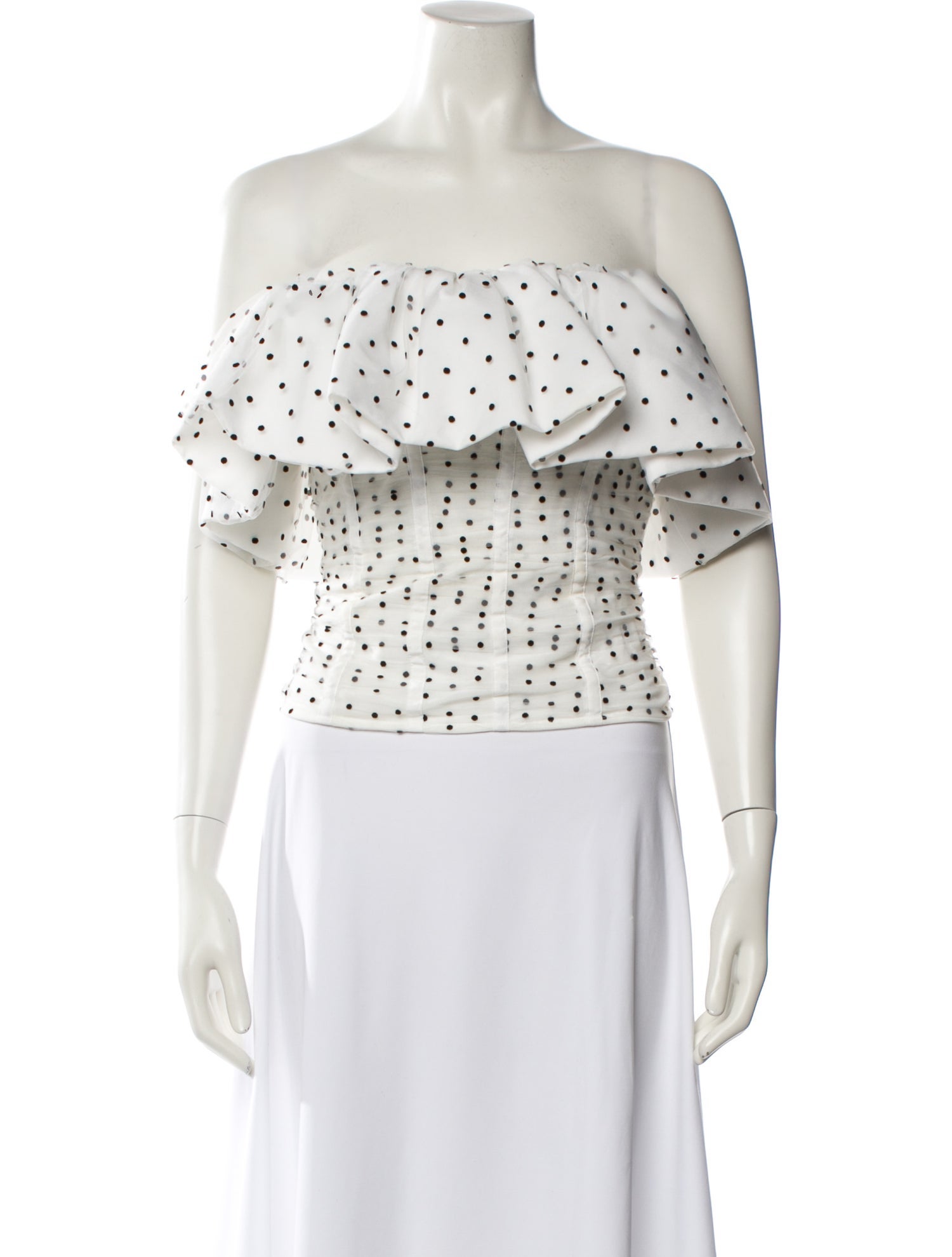 Self-Portrait Polka Dot Print Off-The-Shoulder Crop Top