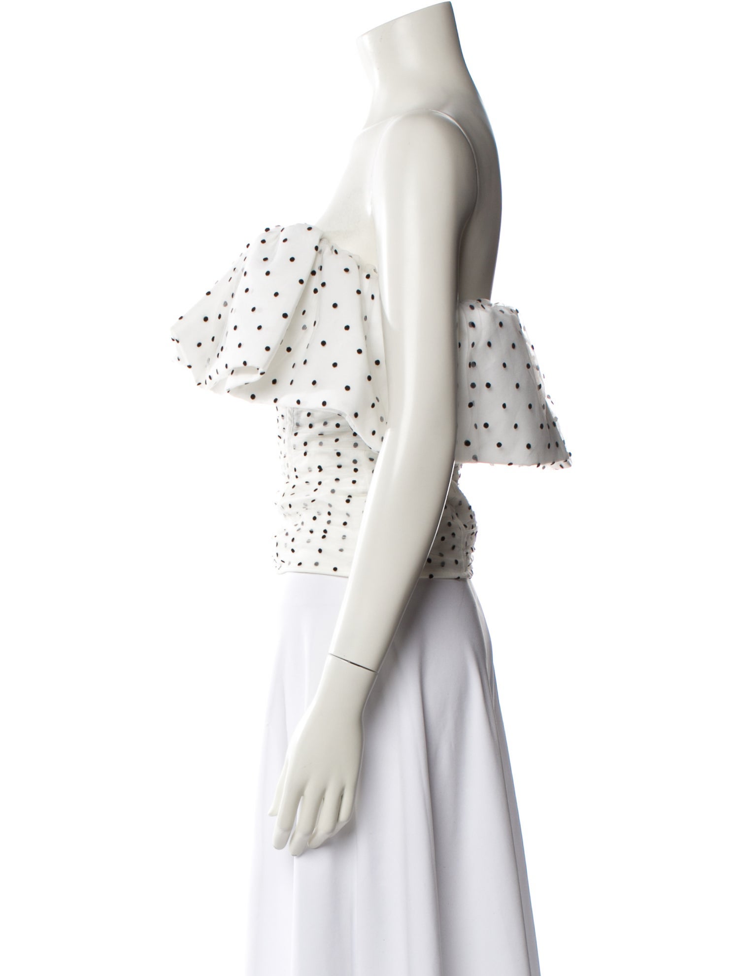 Self-Portrait Polka Dot Print Off-The-Shoulder Crop Top