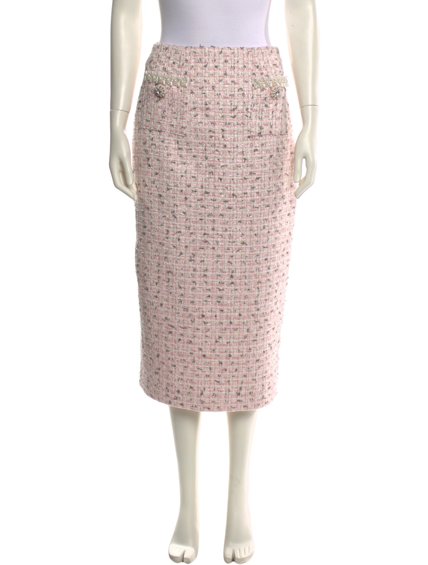 Self-Portrait Tweed Pattern Midi Length Skirt