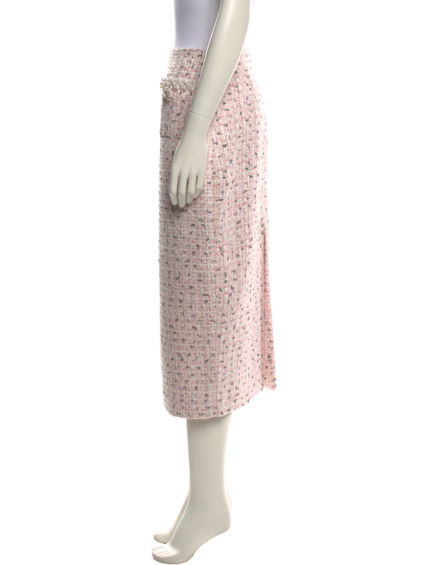 Self-Portrait Tweed Pattern Midi Length Skirt