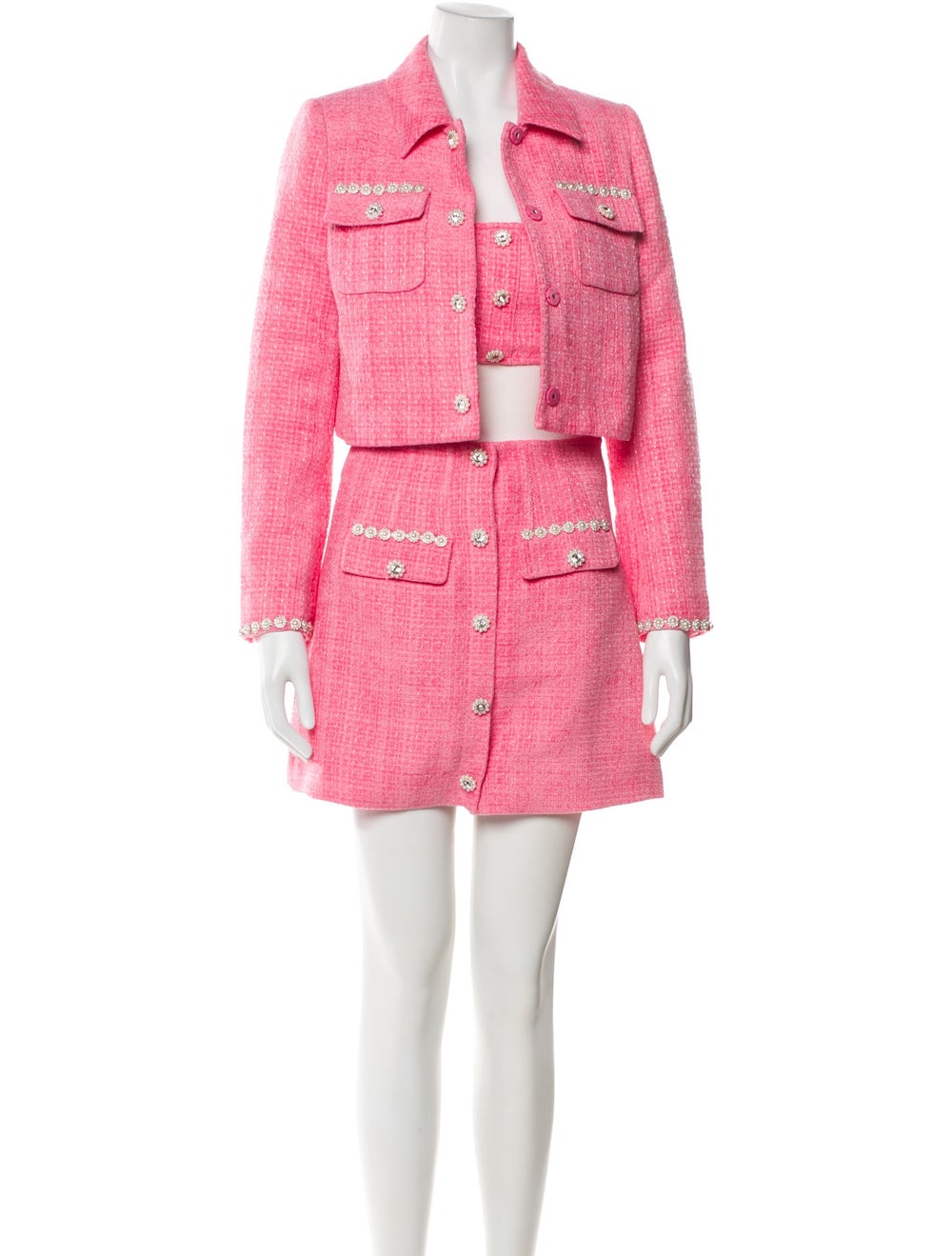 Self-Portrait Tweed Pattern Crystal Embellishment… - image 1