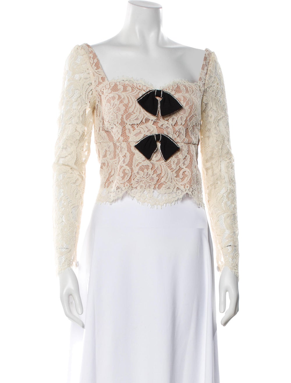 Self-Portrait Lace Pattern Square Neckline Top - image 1