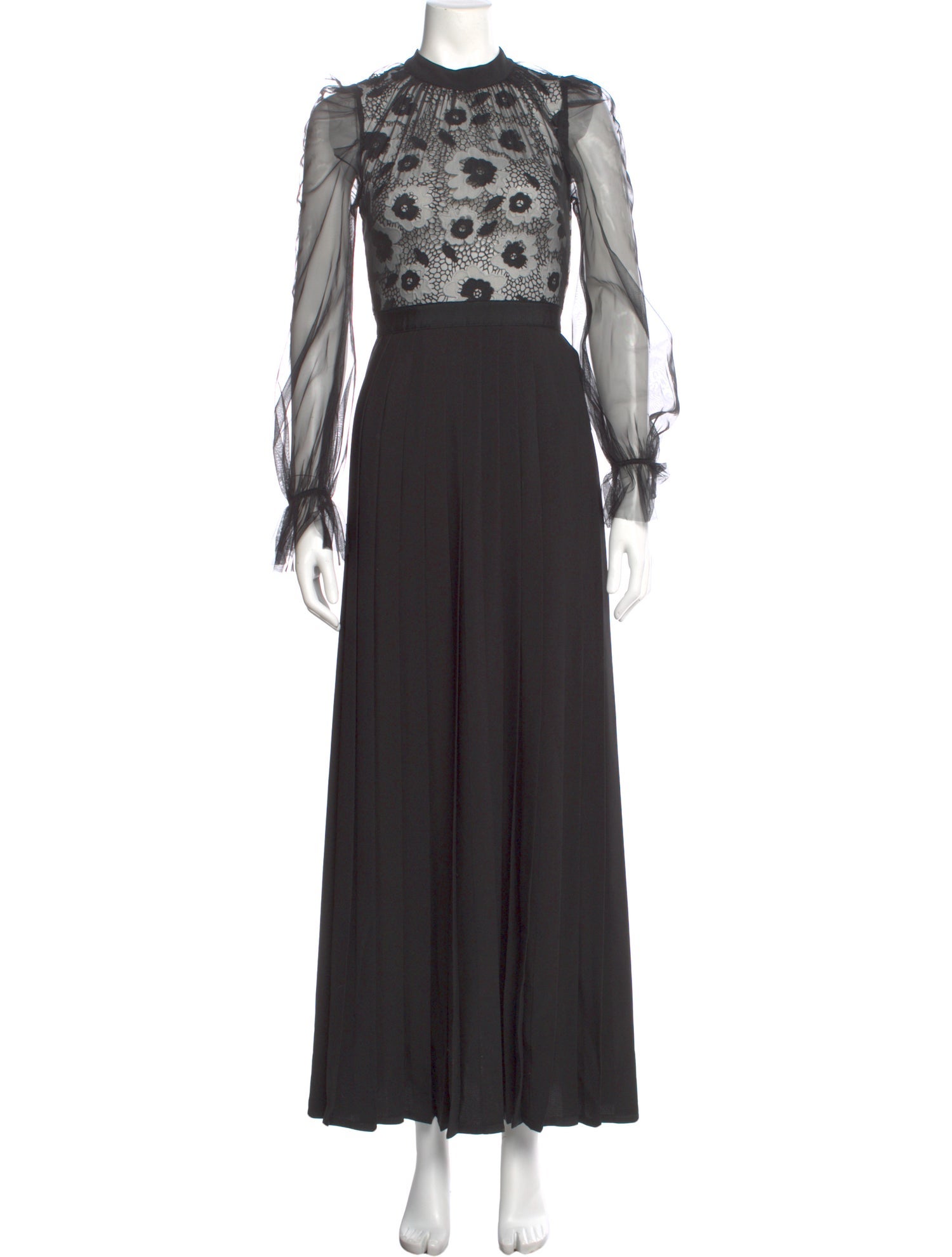 Self-Portrait Mock Neck Long Dress - Grey Dresses, Clothing - WSELF90701 |  The RealReal