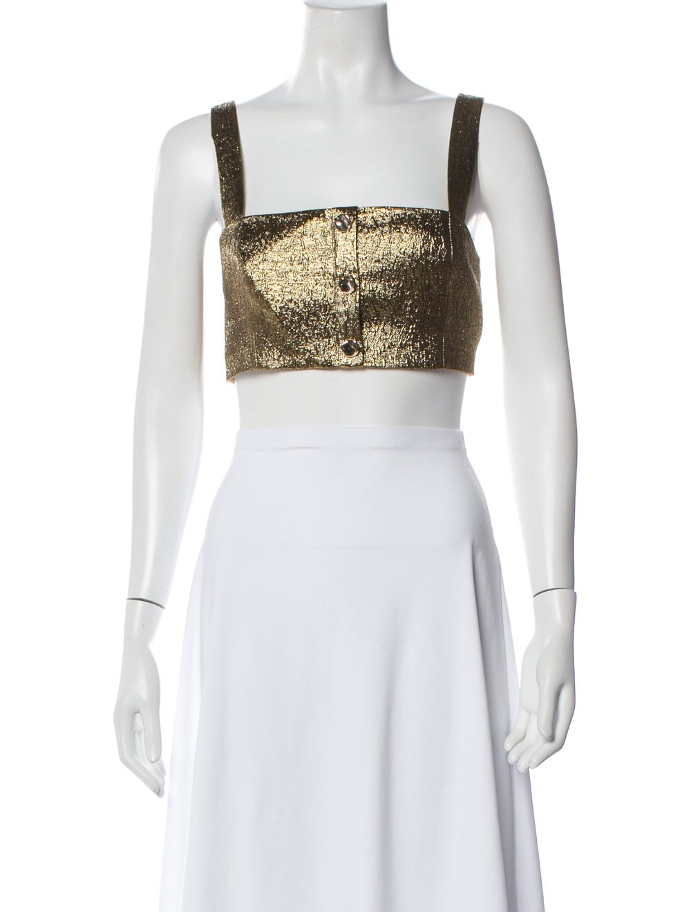 Self-Portrait Patterned Square Neckline Crop Top … - image 1