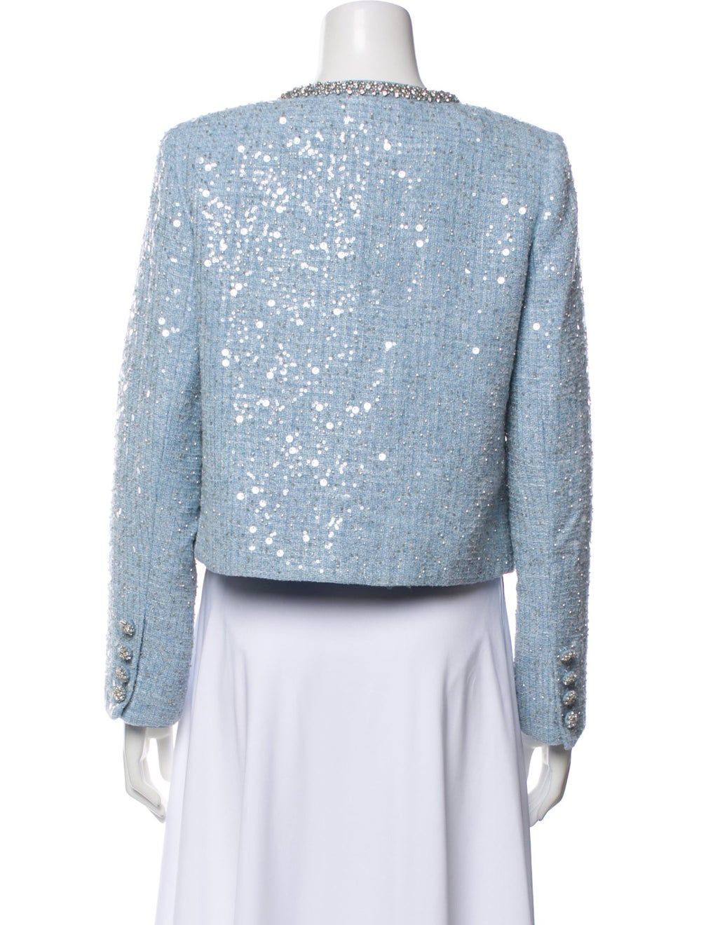 Self-Portrait Tweed Pattern Denim Jacket - image 3