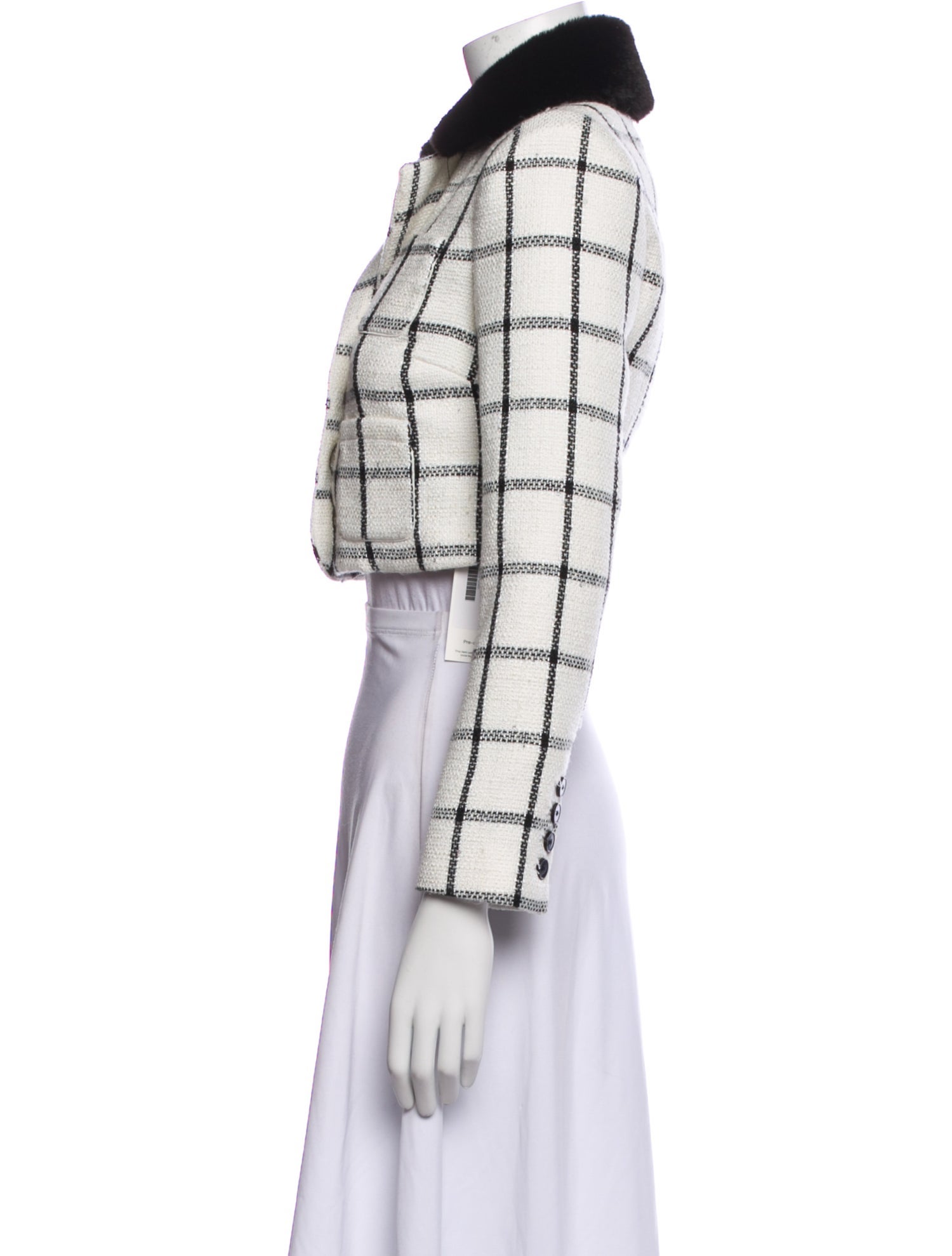 Self-Portrait Cream Check Plaid Print Evening Jacket