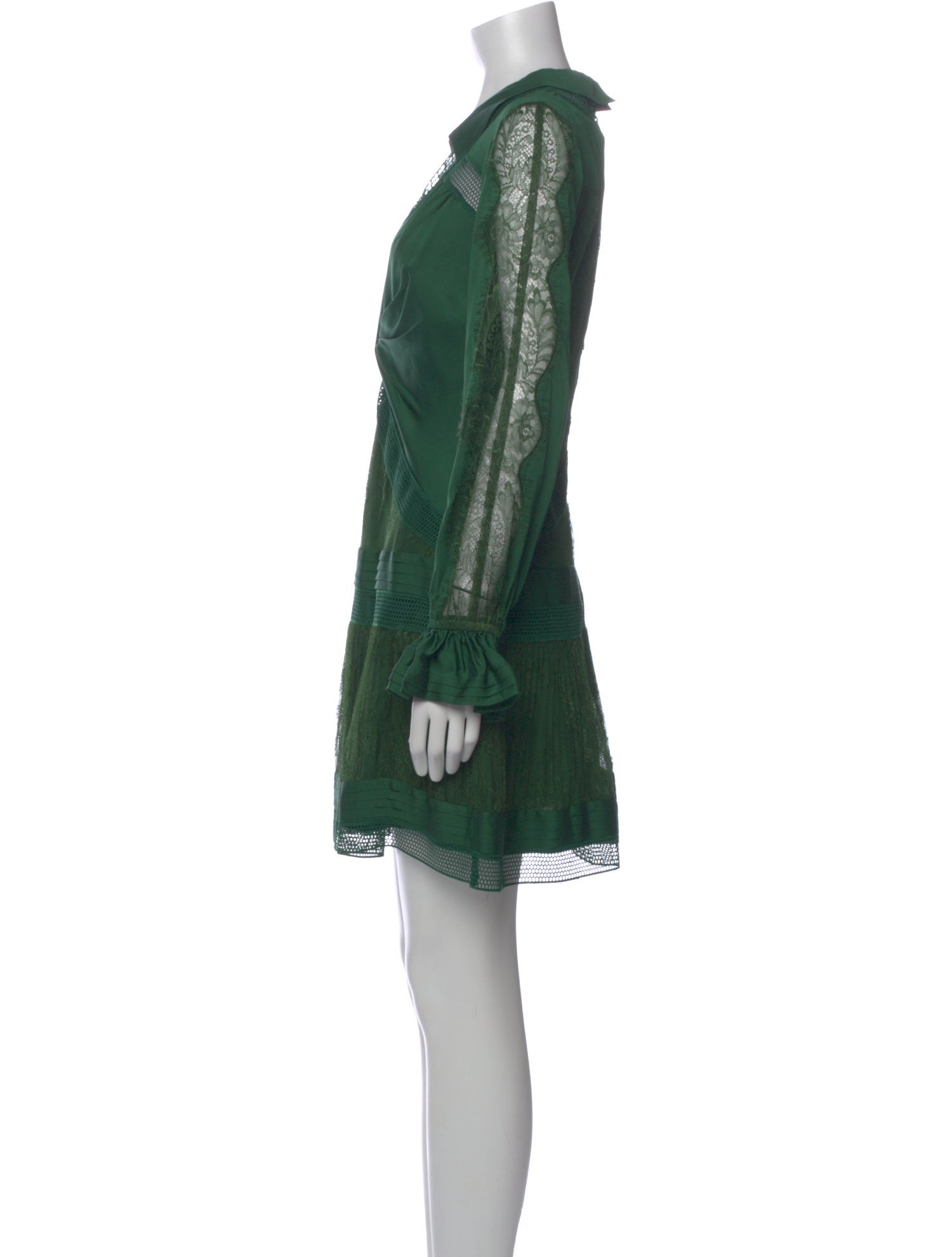 self portrait green lace mini dress Off-shoulder cotton lace minidress in green - Self Portrait
