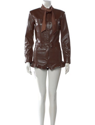 Pre-owned Self-portrait Tie Neck Jumpsuit W/ Tags In Brown