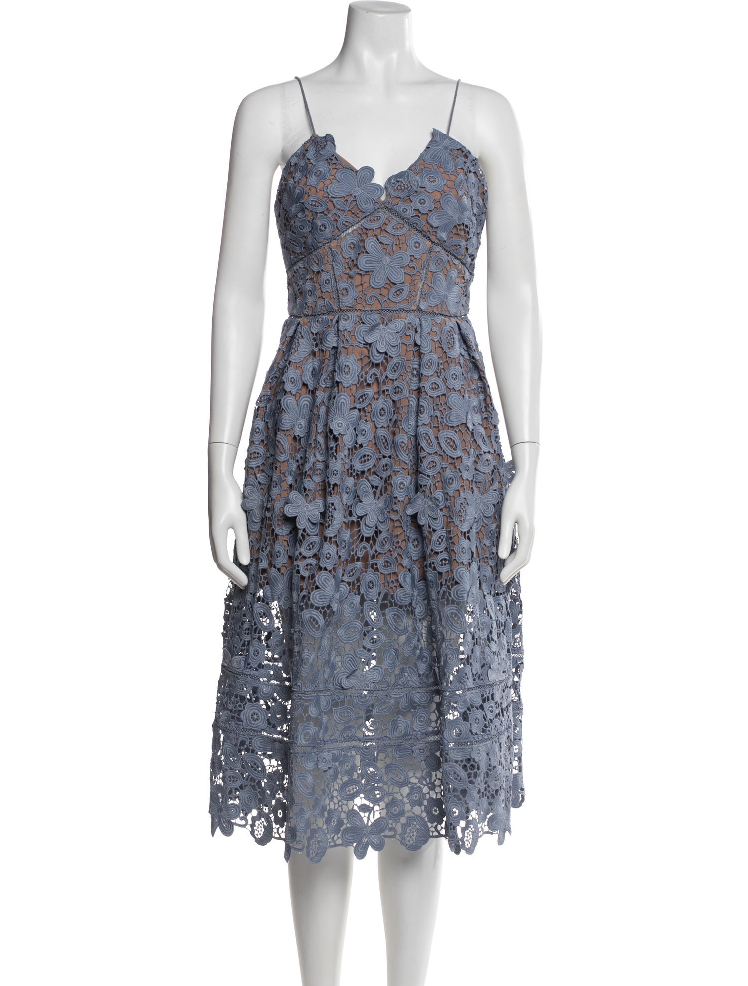 lace a line dress self portrait White Lace Panel Midi Dress