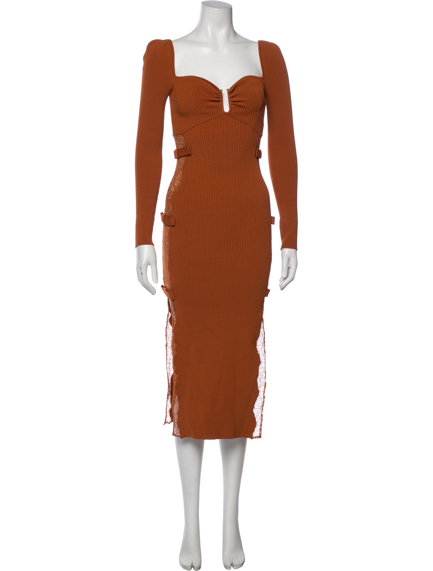 knee length dresses for ladies Self-Portrait Ribbed Knit Midi Dress M main image 1