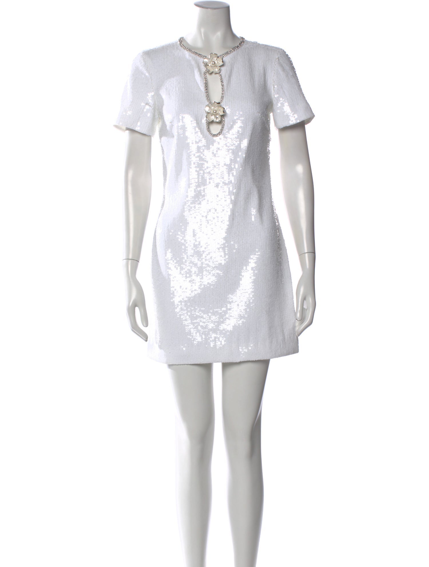 designer white mini dress Lissy - US 14 this cotton dress features soft ruffles Women's White Mini Dresses |