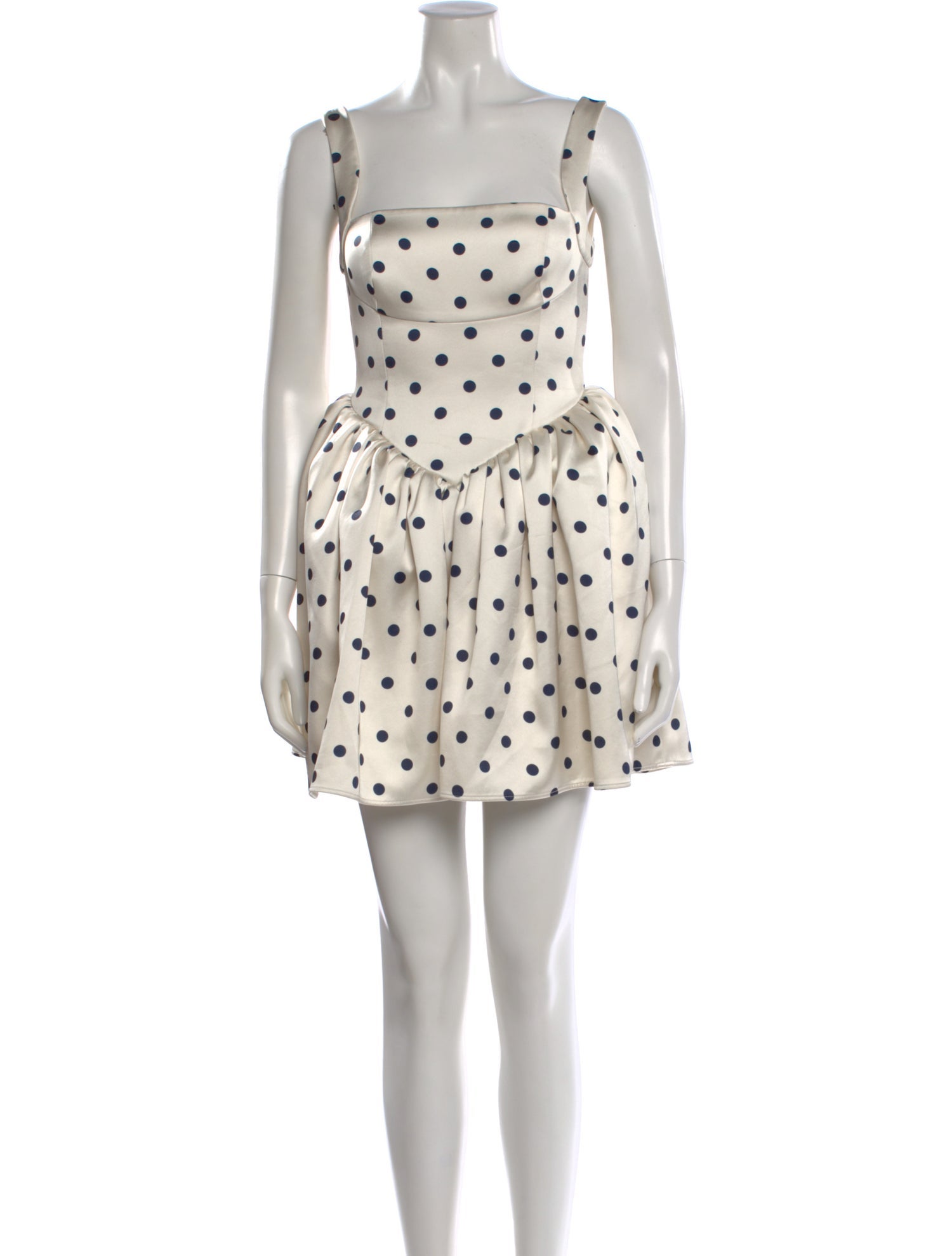 self portrait polka dot mini dress Off-the-shoulder polka-dot cotton mini dress - black