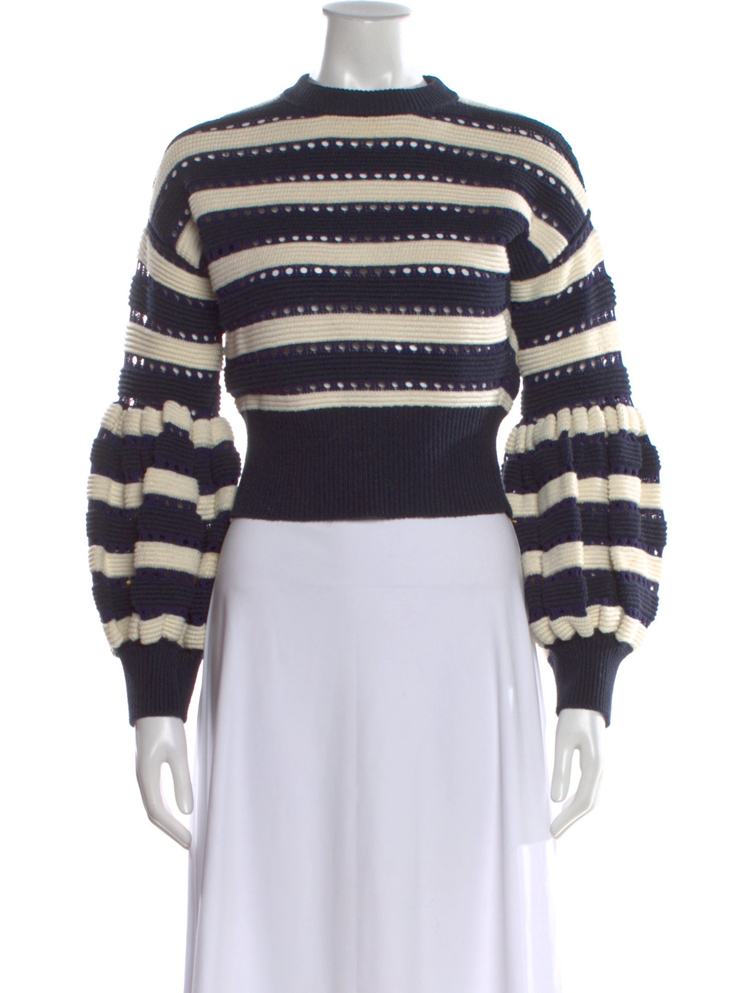 Self-Portrait Striped Crew Neck Sweater
