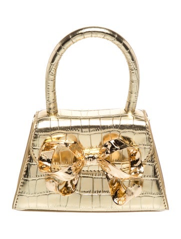Pre-owned Self-portrait Leather Evening Bag In Gold