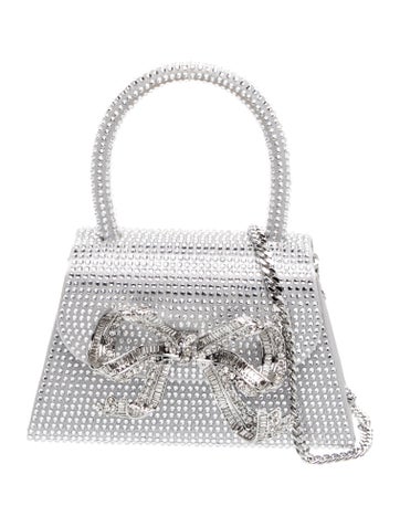 Pre-owned Self-portrait Crystal Evening Bag In Silver