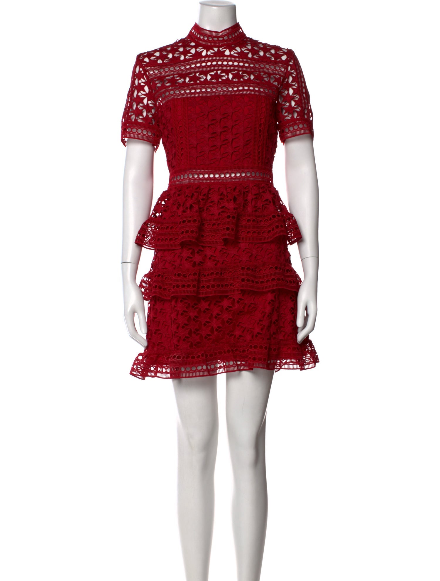 self portrait red lace mini dress Red Sequin Lace Mini Dress self-portrait-US