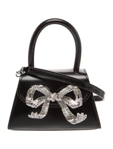 Pre-owned Self-portrait Leather Evening Bag In Black