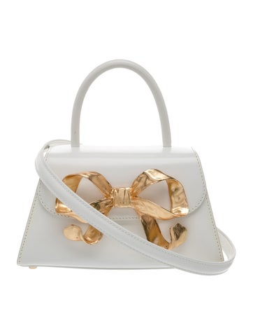 Pre-owned Self-portrait Vegan Leather Top Handle Bag In White