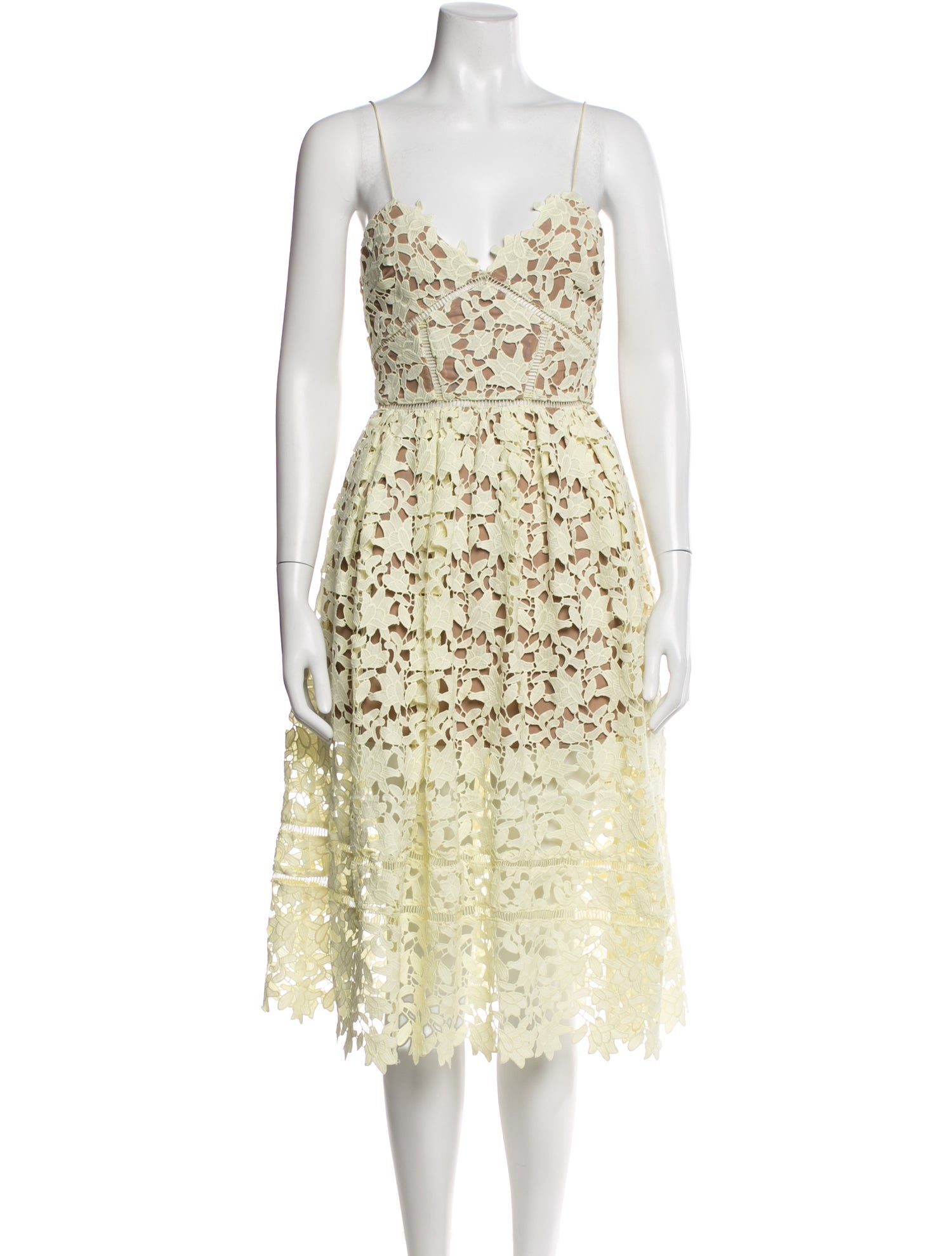 Self-Portrait Lace Pattern Midi Length Dress