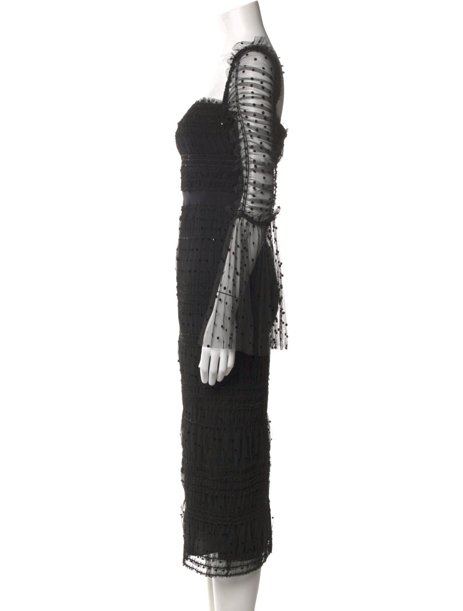self portrait knee length dress Self-Portrait Polka Dot Print Knee-Length Dress w/ Tags - Black Dresses,  Clothing - WSELF95269