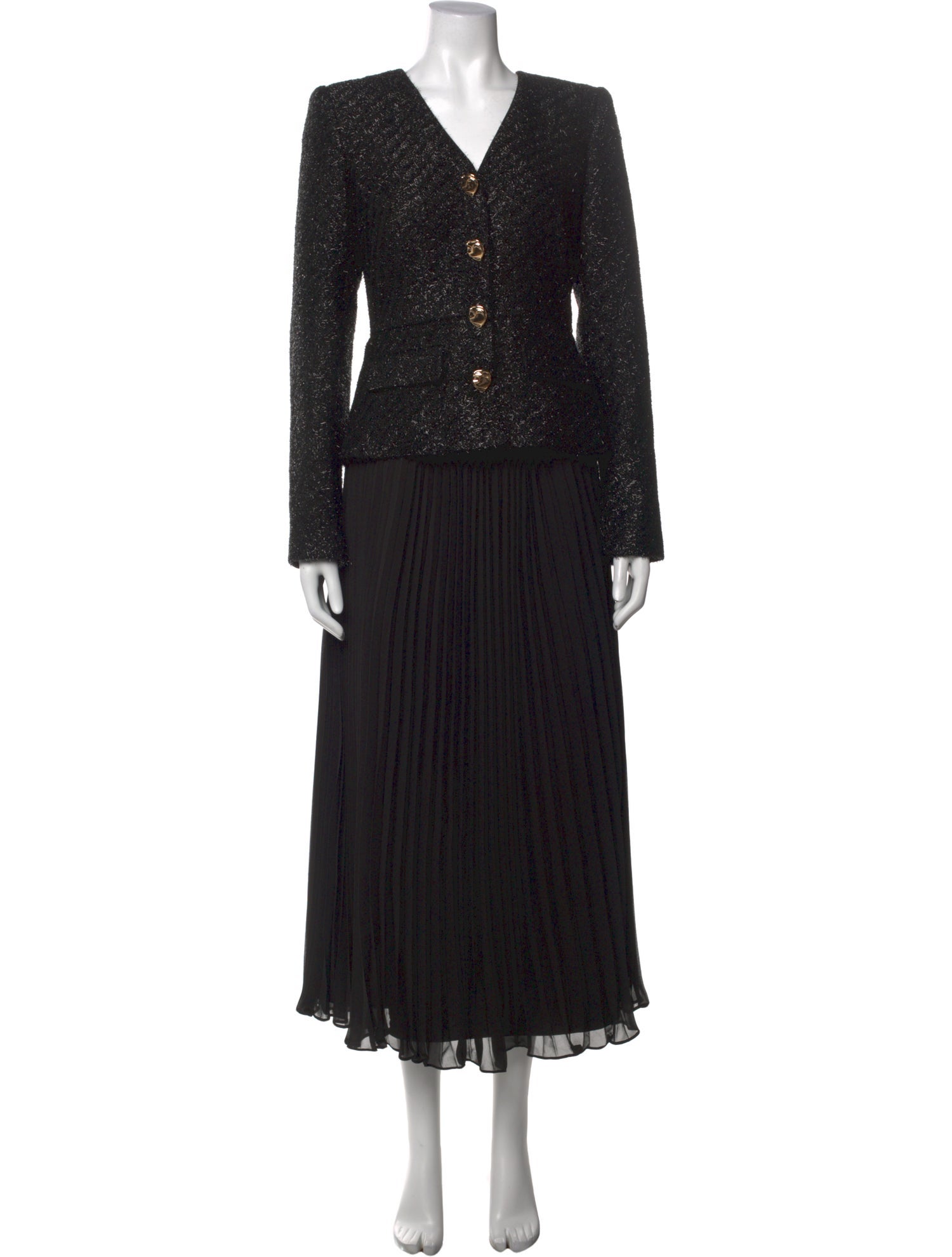 Self-Portrait Tweed Pattern Long Dress