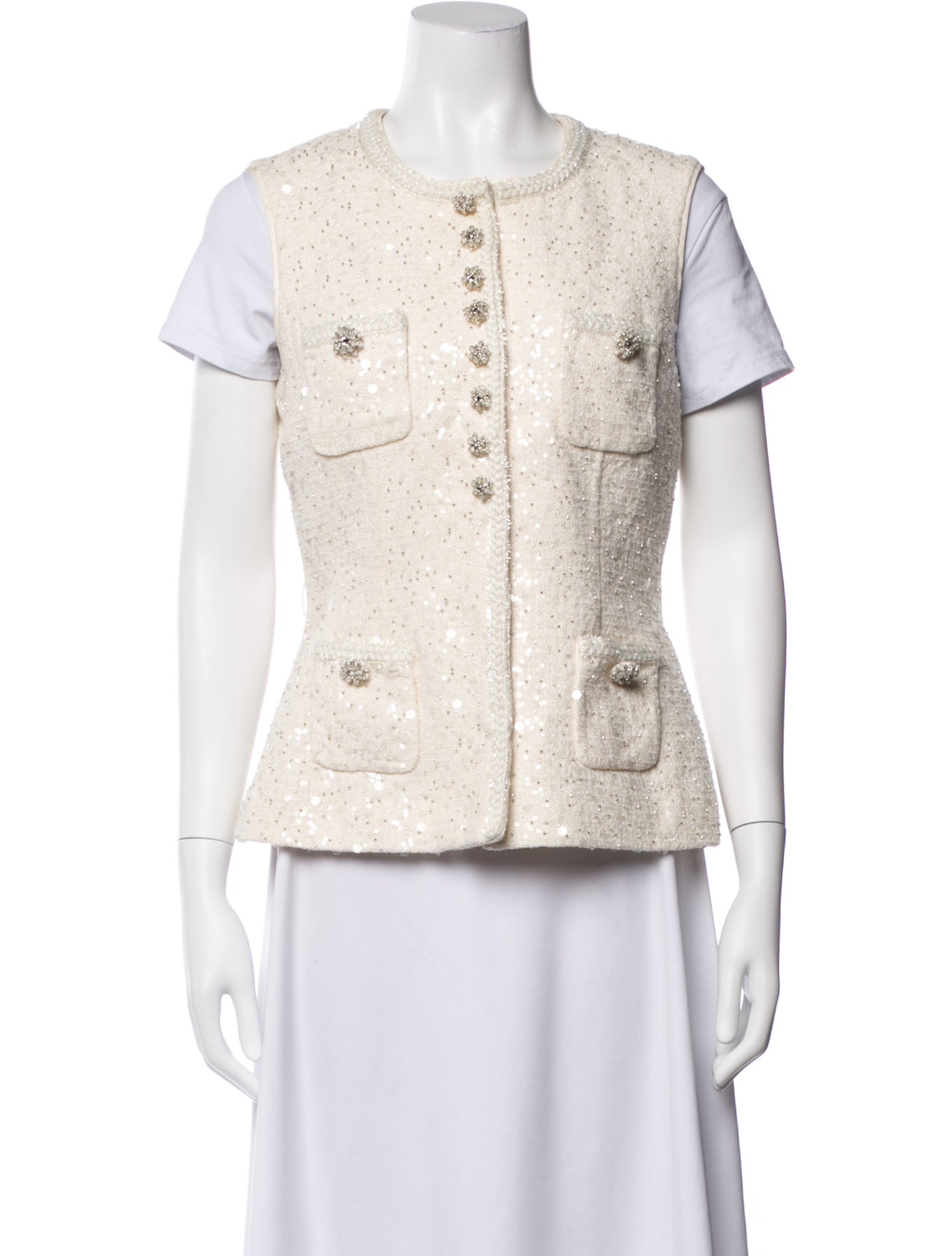 Self-Portrait Tweed Pattern Vest