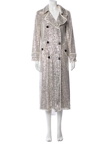 Pre-owned Self-portrait Patterned Trench Coat W/ Tags In Neutrals