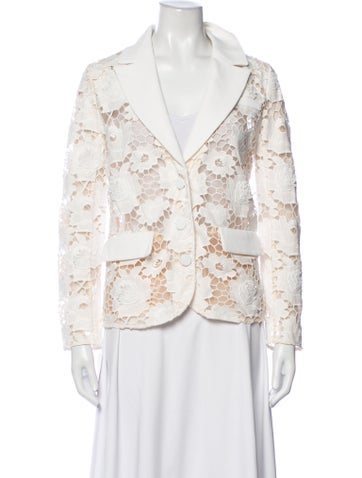 Pre-owned Self-portrait Lace Pattern Blazer In White