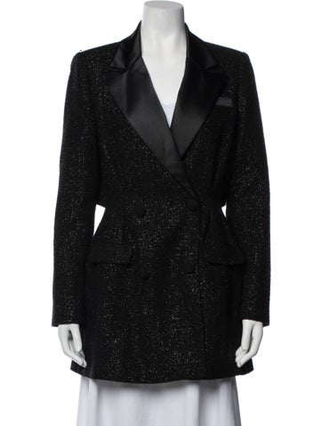 Pre-owned Self-portrait Tweed Pattern Coat In Black/metallic