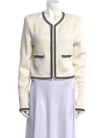 Pre-owned Self-portrait Patterned Open Front Sweater In Neutrals