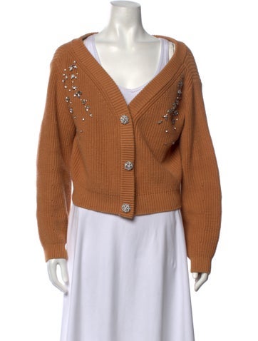 Pre-owned Self-portrait V-neck Sweater In Brown