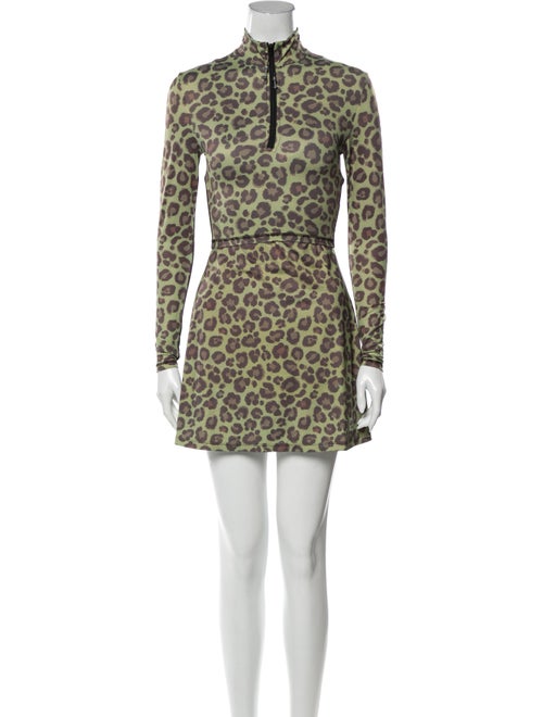 Adam Selman Sport Animal Print Dress Set Green