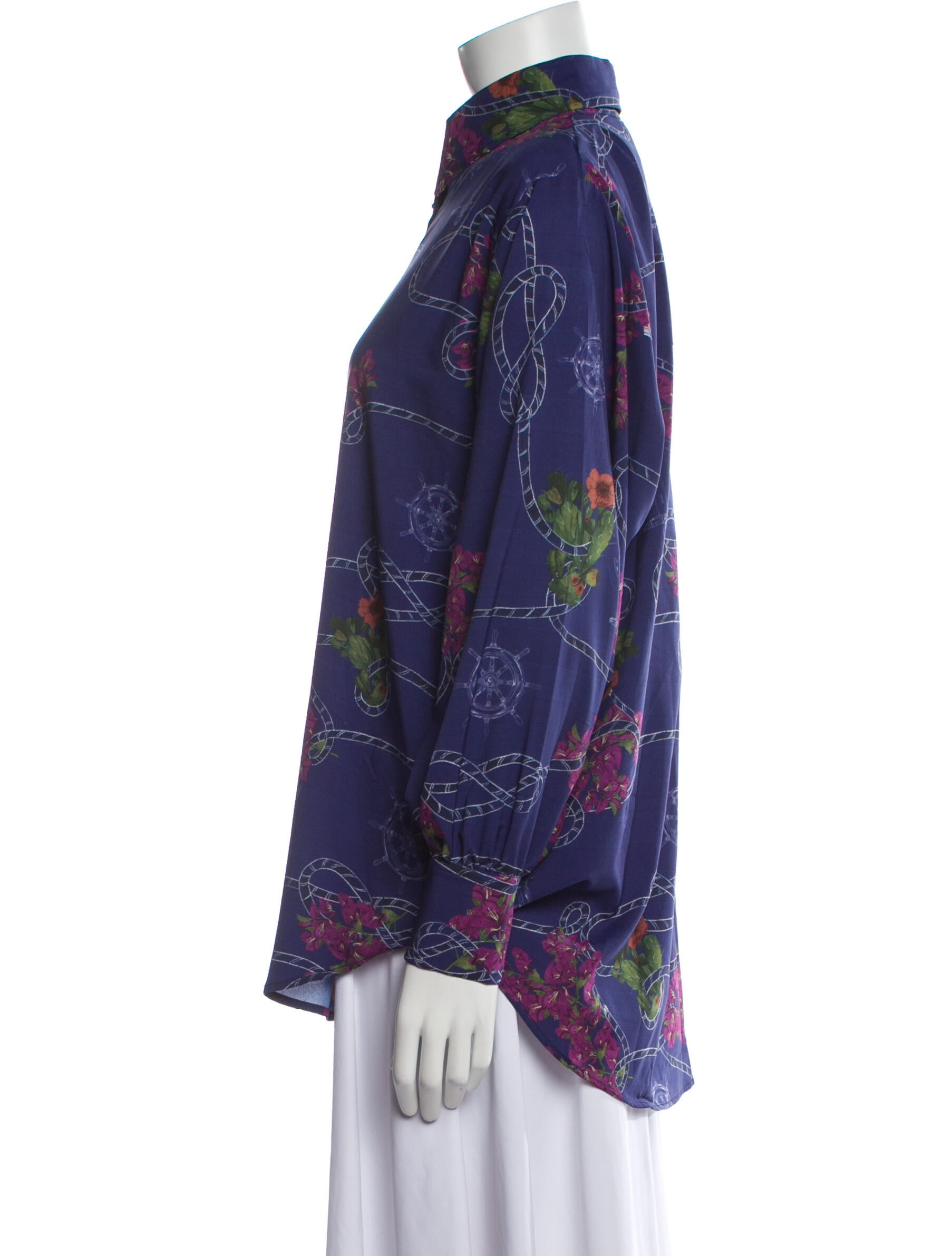 Sensi Studio Floral Print Mock Neck Blouse w/ Tags