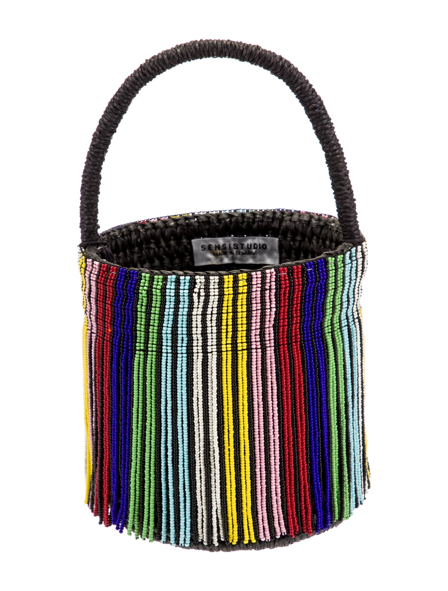 Sensi Studio Straw Fringe Bucket BAG Black Bucket Bags Handbags WSENS23670 The RealReal