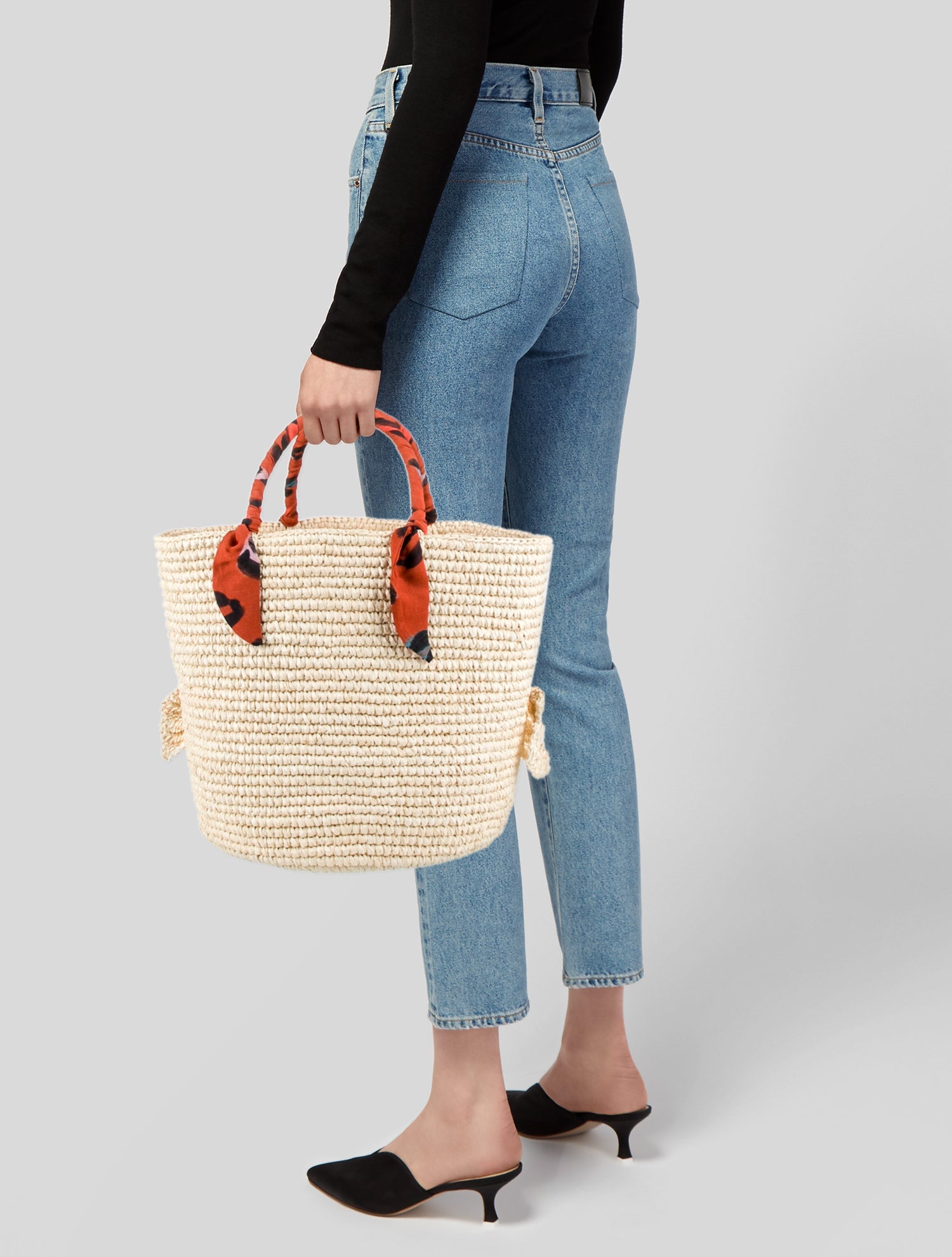 Sensi Studio Raffia Bucket Bag