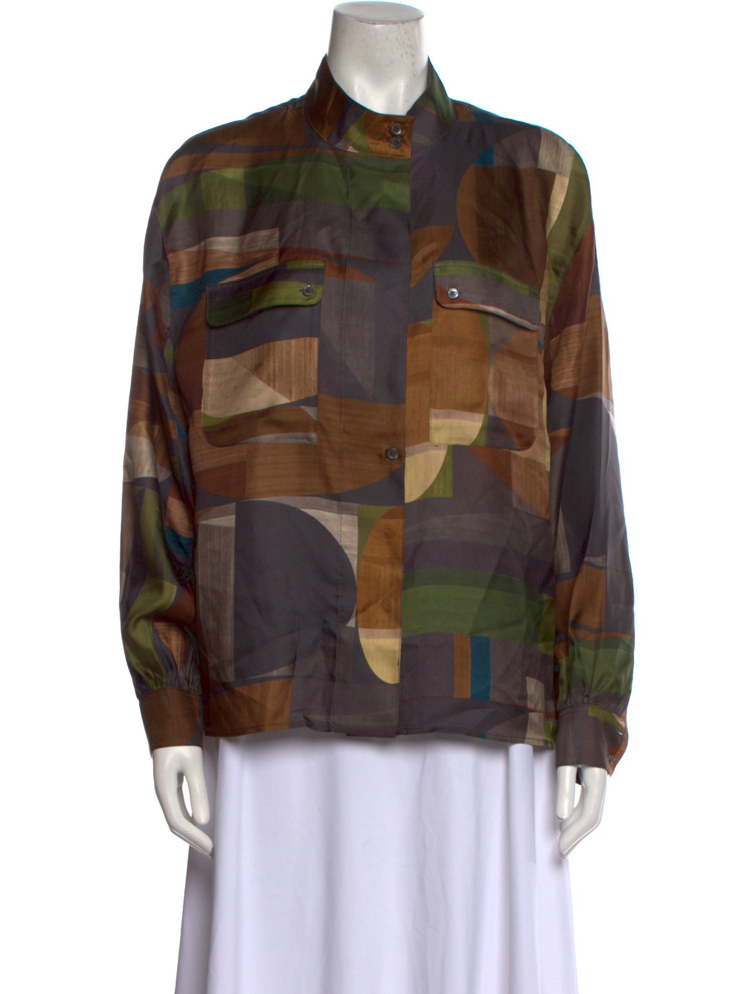 Soeur Silk Printed Button-Up Top