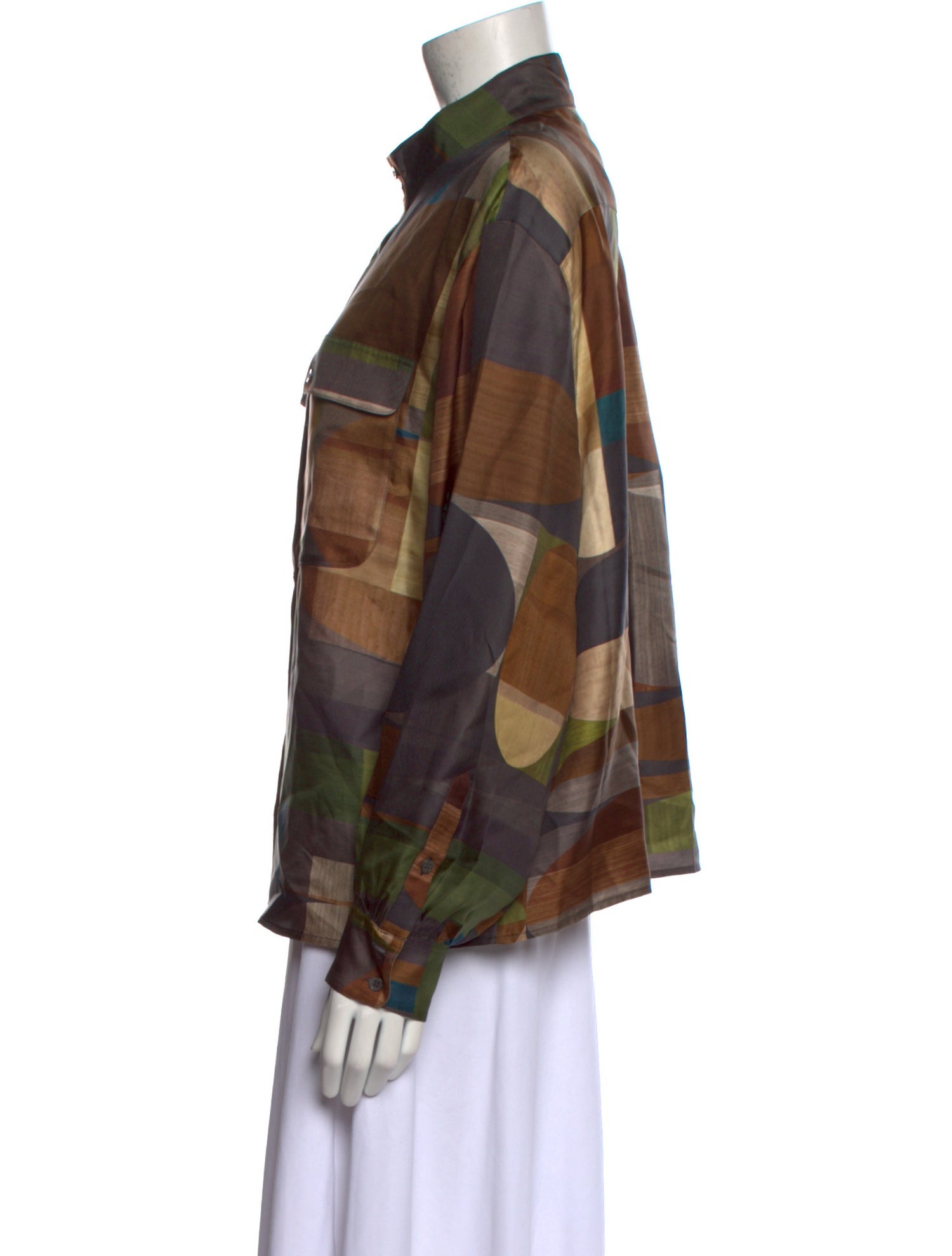 Soeur Silk Printed Button-Up Top