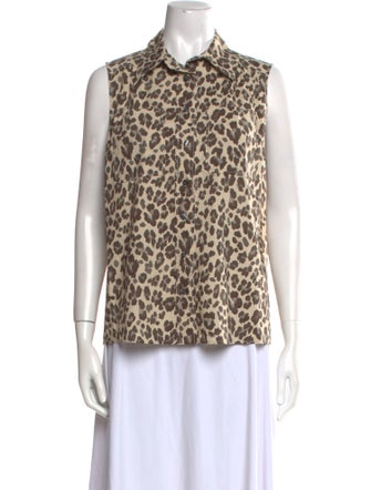 Soeur Animal Print Sleeveless Button-Up Top
