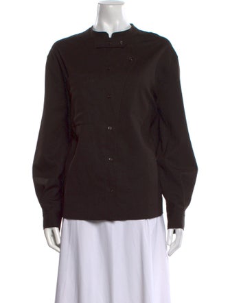 Soeur Mock Neck Long Sleeve Button-Up Top