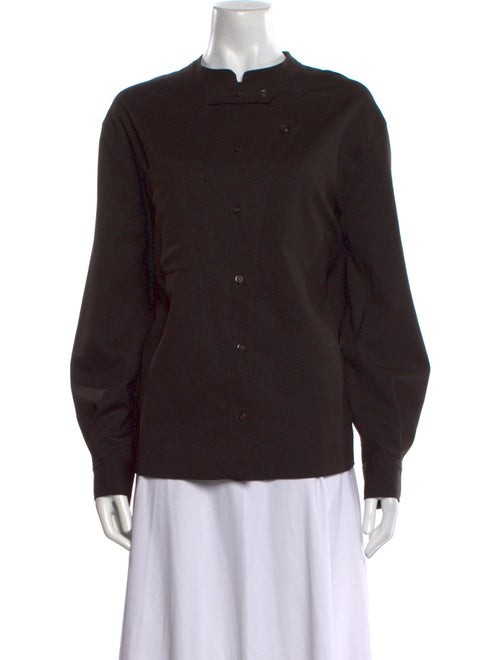 Soeur Mock Neck Long Sleeve Button-Up Top