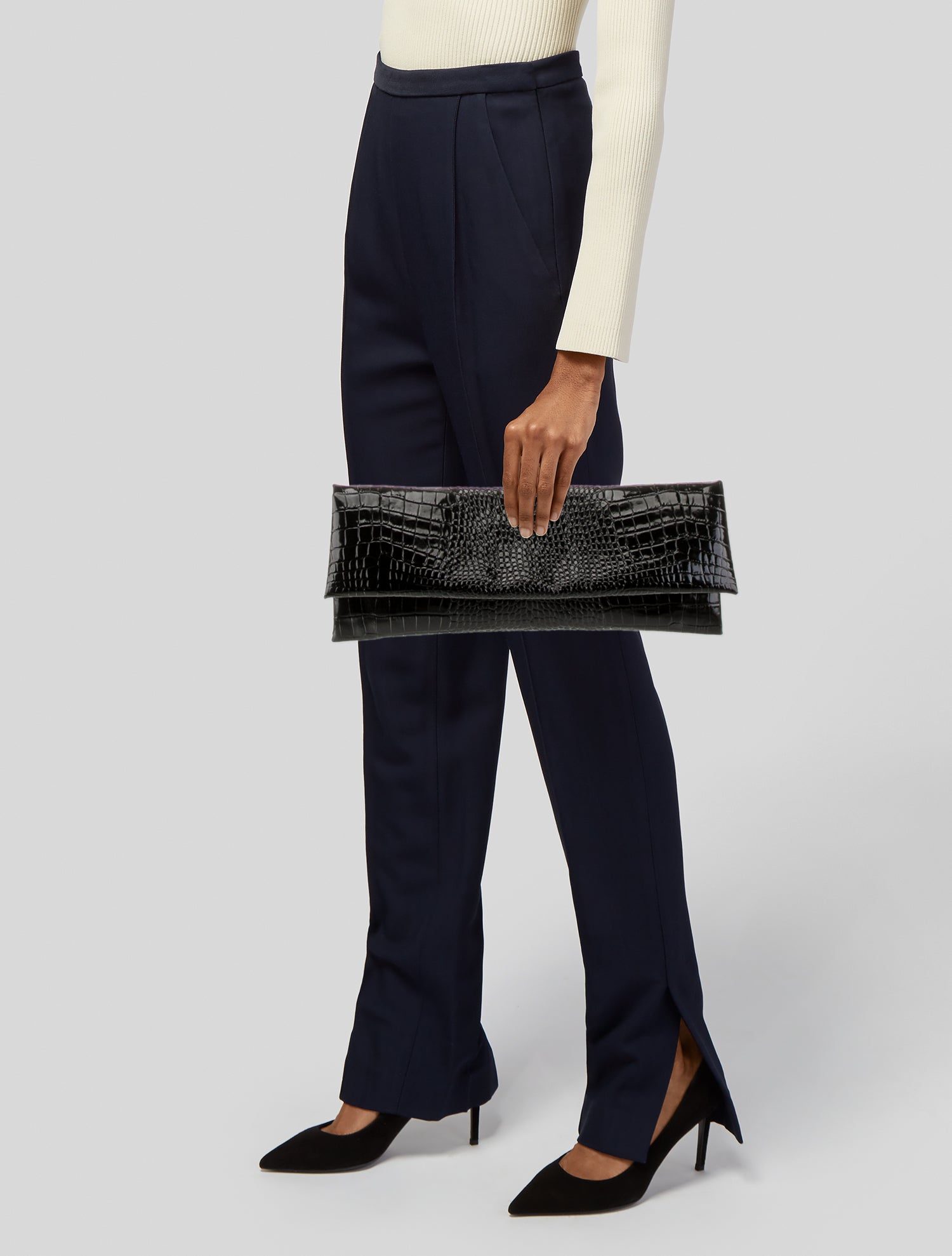 Soeur Embossed Leather Clutch